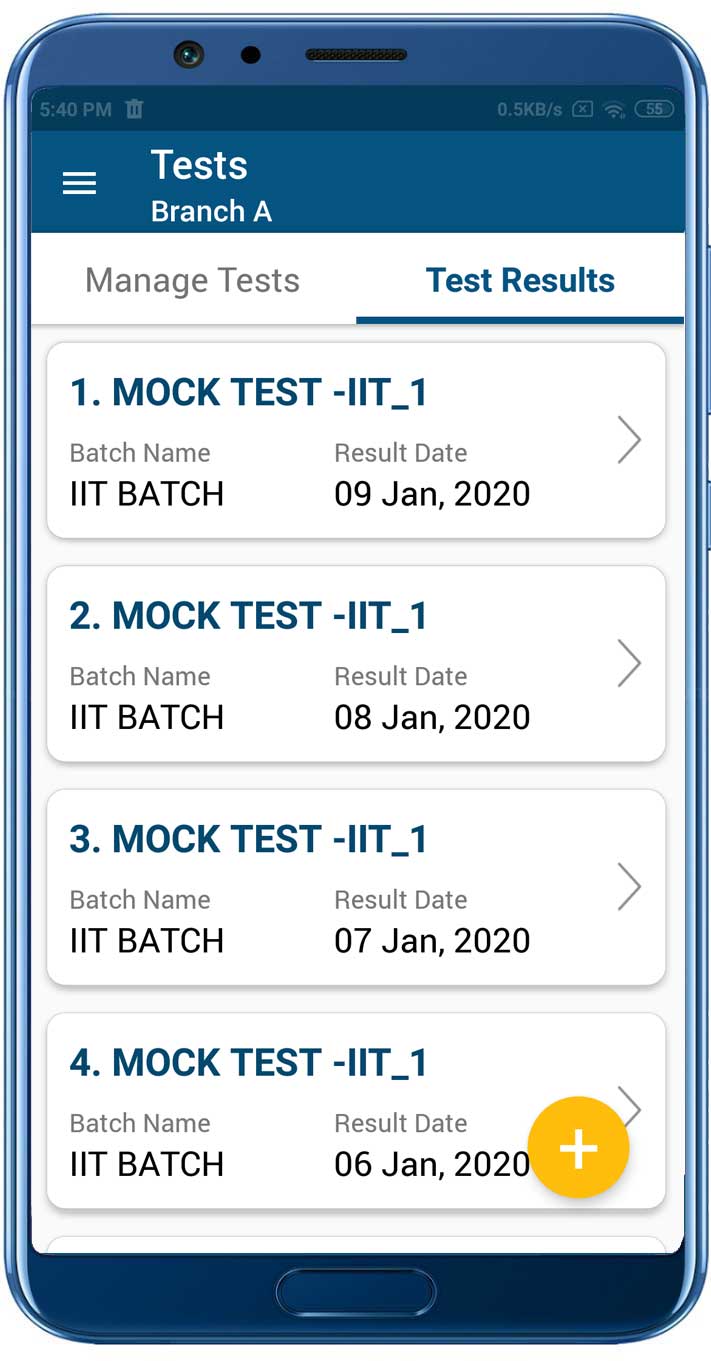 Test Result List